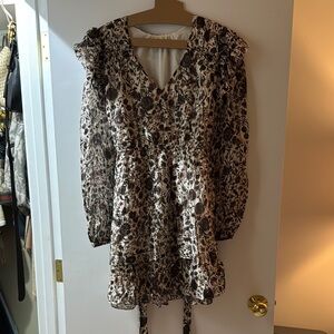 Marie Oliver Floral Mini Dress - Black and Cream